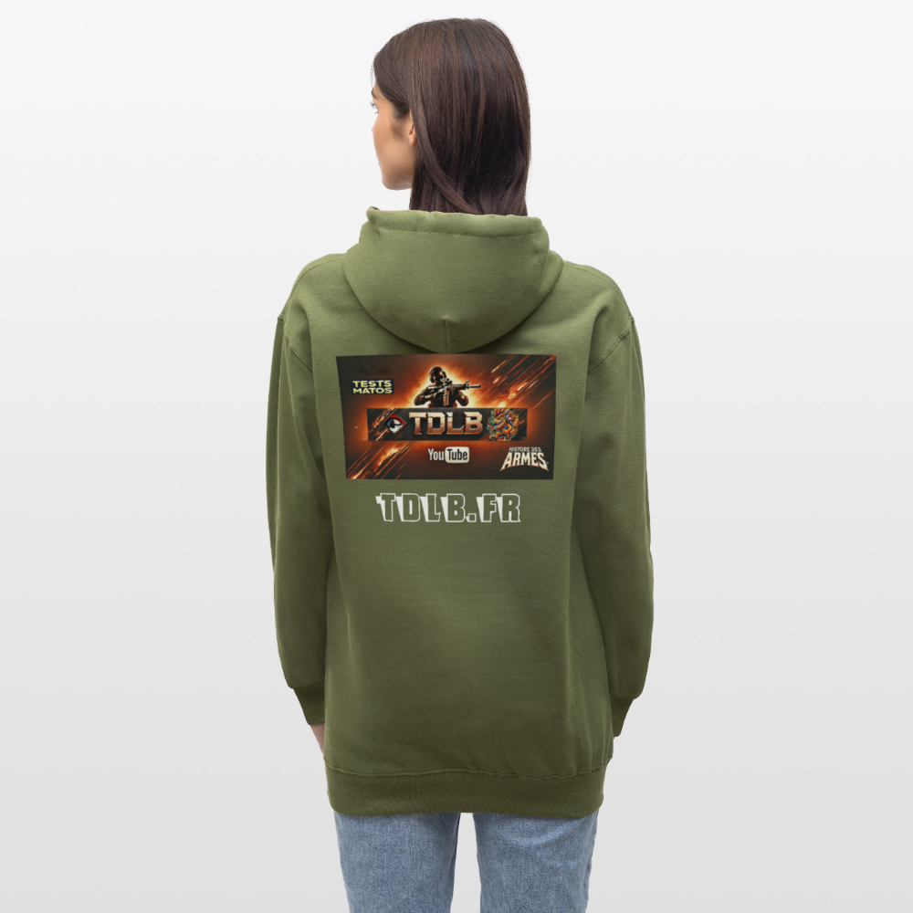 🧥 Sweat à capuche TDLB "Full Impact" – Double Impression - vert militaire