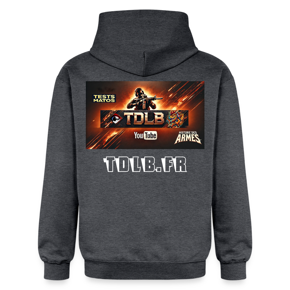 🧥 Sweat à capuche TDLB "Full Impact" – Double Impression - gris foncé chiné