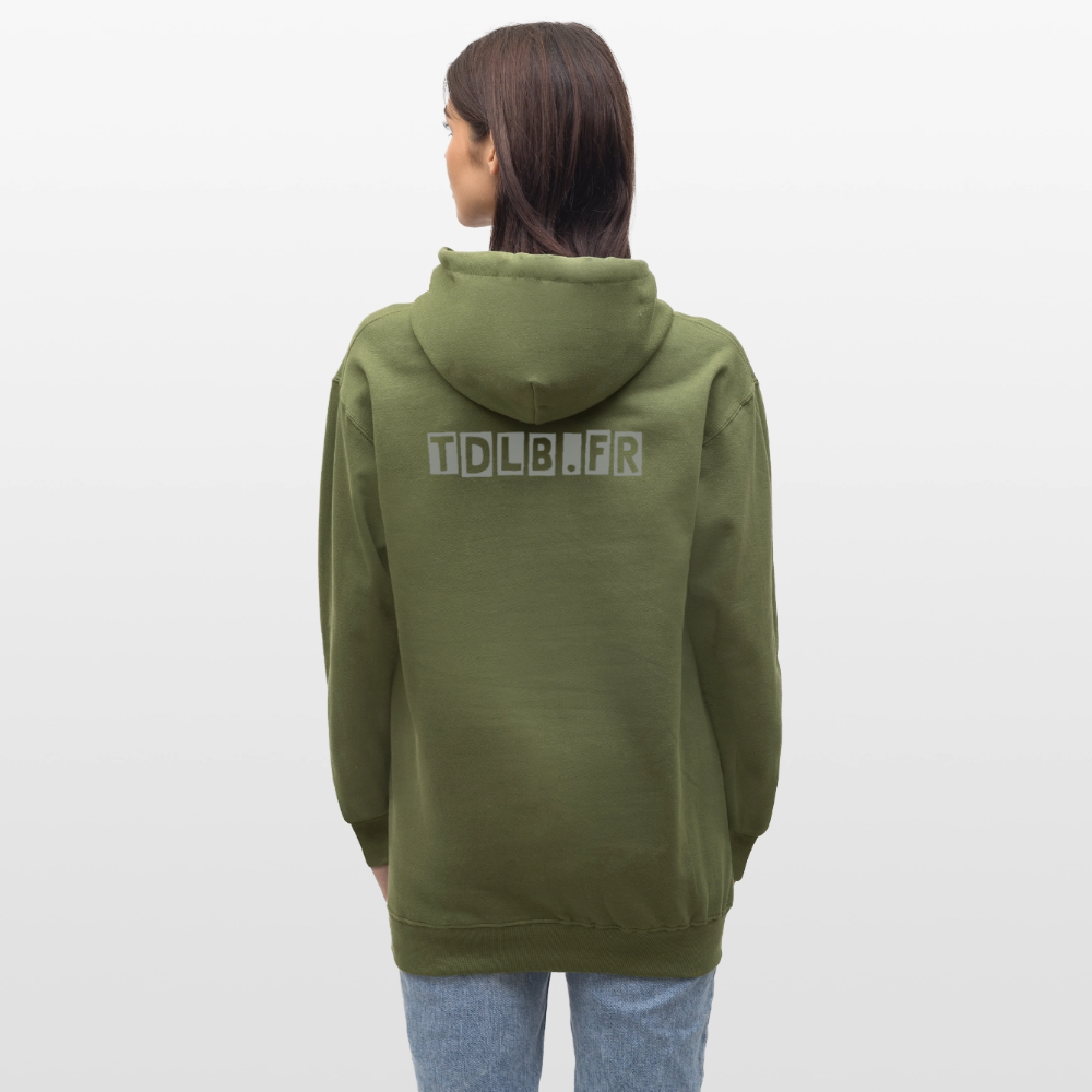 🧥 Sweat à capuche TDLB – Impression Dos - vert militaire