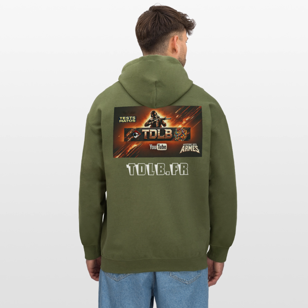 🧥 Sweat à capuche TDLB "Full Impact" – Double Impression - vert militaire