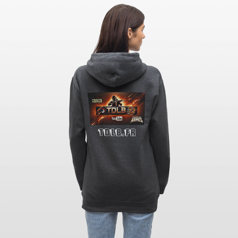 🧥 Sweat à capuche TDLB "Full Impact" – Double Impression - gris foncé chiné