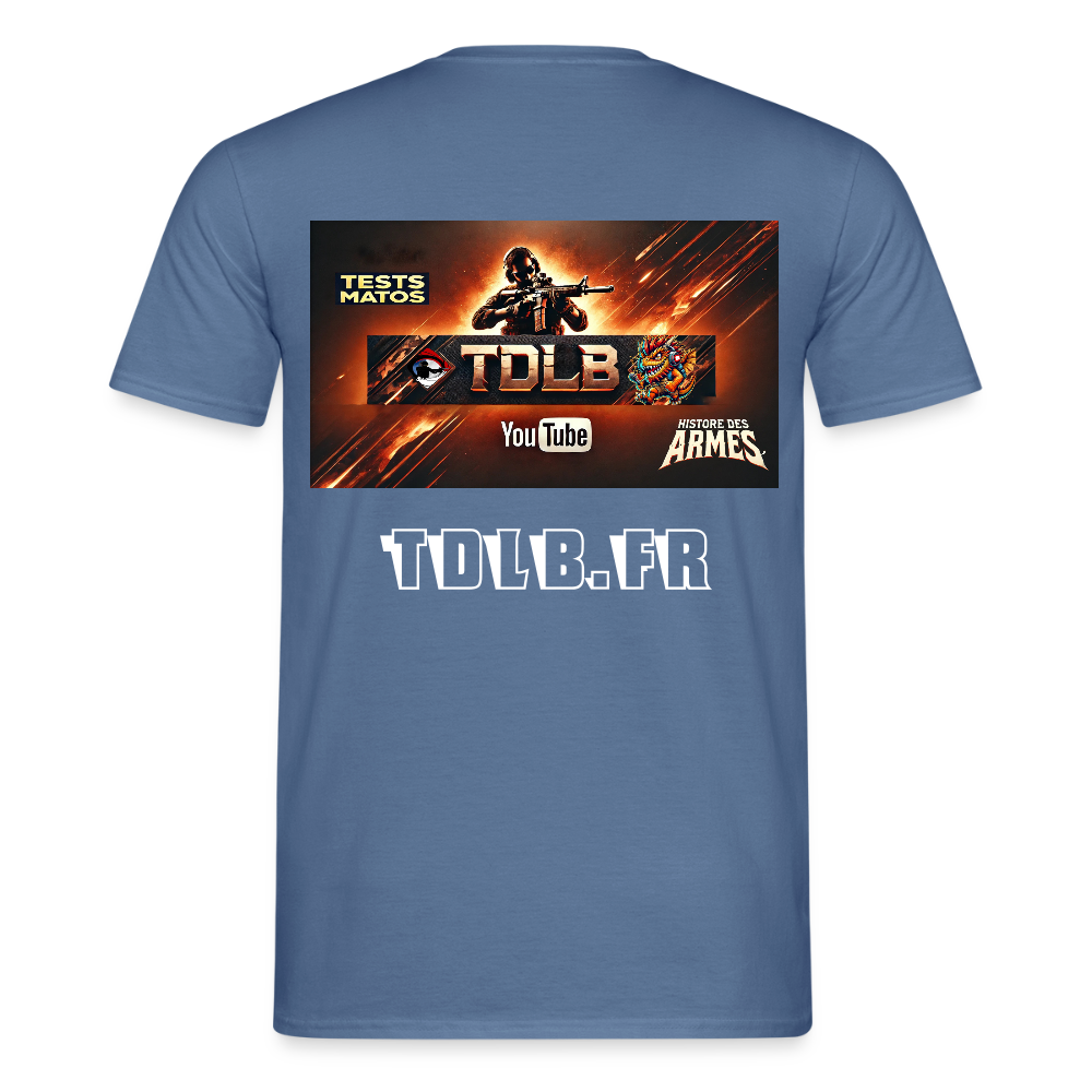 👕 T-Shirt Unisexe TDLB "Dual Impact" – Logo + Bannière - bleu pigeon