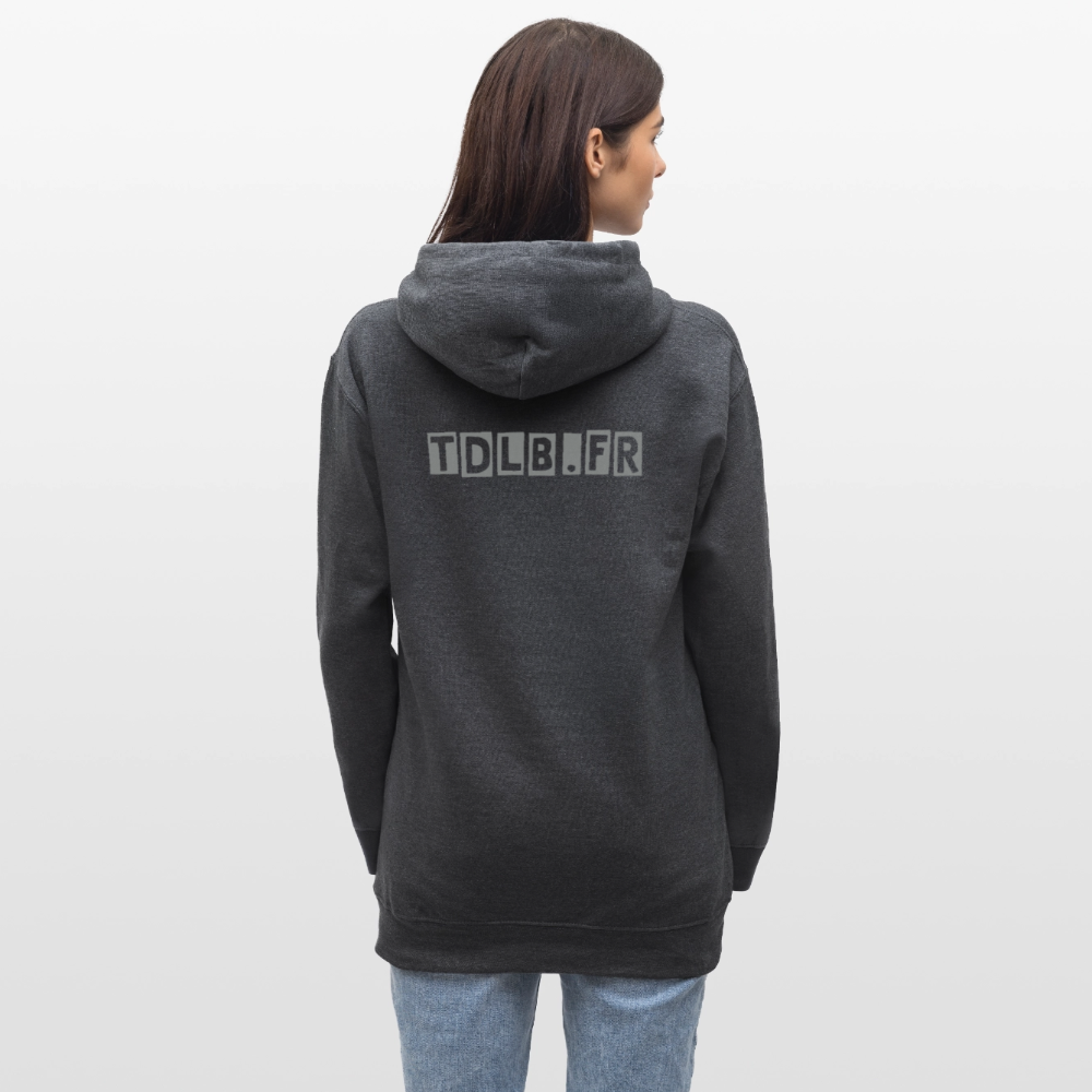 🧥 Sweat à capuche TDLB – Impression Dos - gris foncé chiné