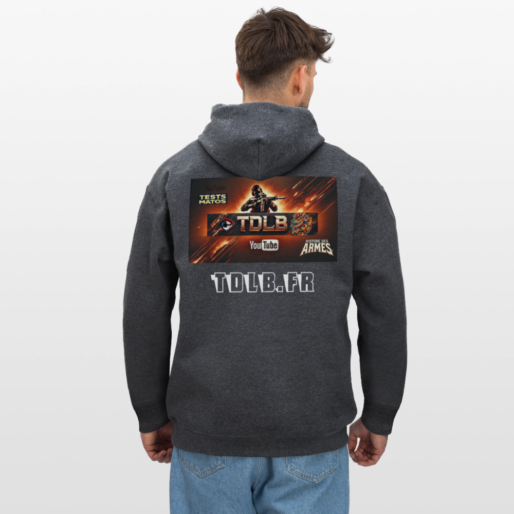 🧥 Sweat à capuche TDLB "Full Impact" – Double Impression - gris foncé chiné