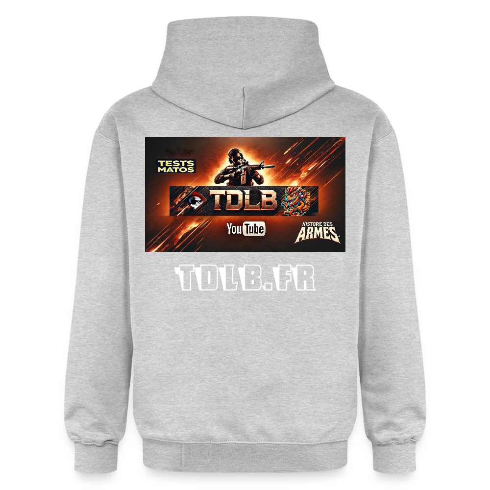 🧥 Sweat à capuche TDLB "Full Impact" – Double Impression - gris clair chiné
