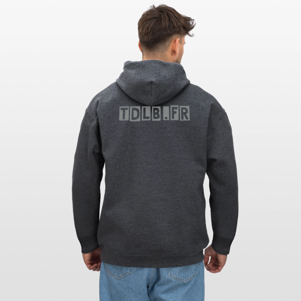 🧥 Sweat à capuche TDLB – Impression Dos - gris foncé chiné