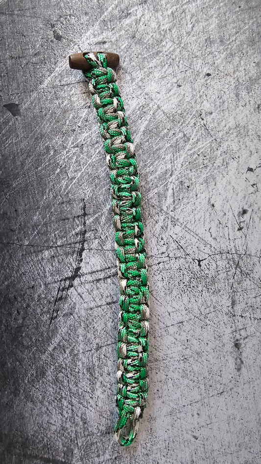 Bracelet de survie en type paracorde – Vert forêt & gris