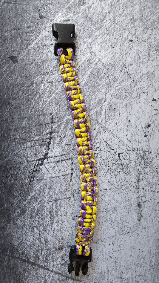 Bracelet de survie en type paracorde – Jaune & violet