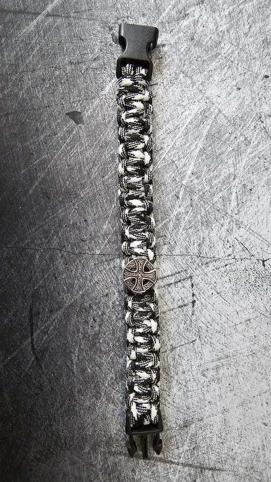 Bracelet de survie en type paracorde – Noir & blanc Viking