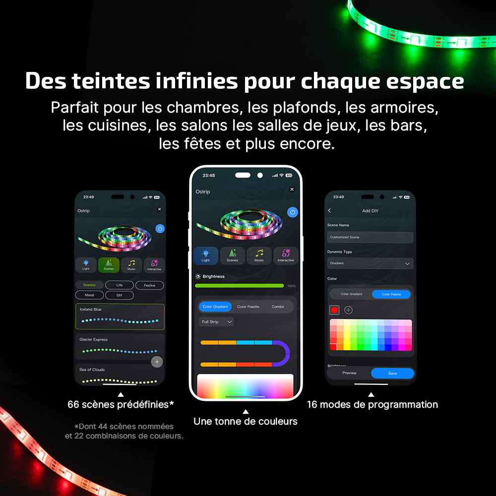 Ostrip | Ruban LED USB 5m multicolore contrôlé par APP