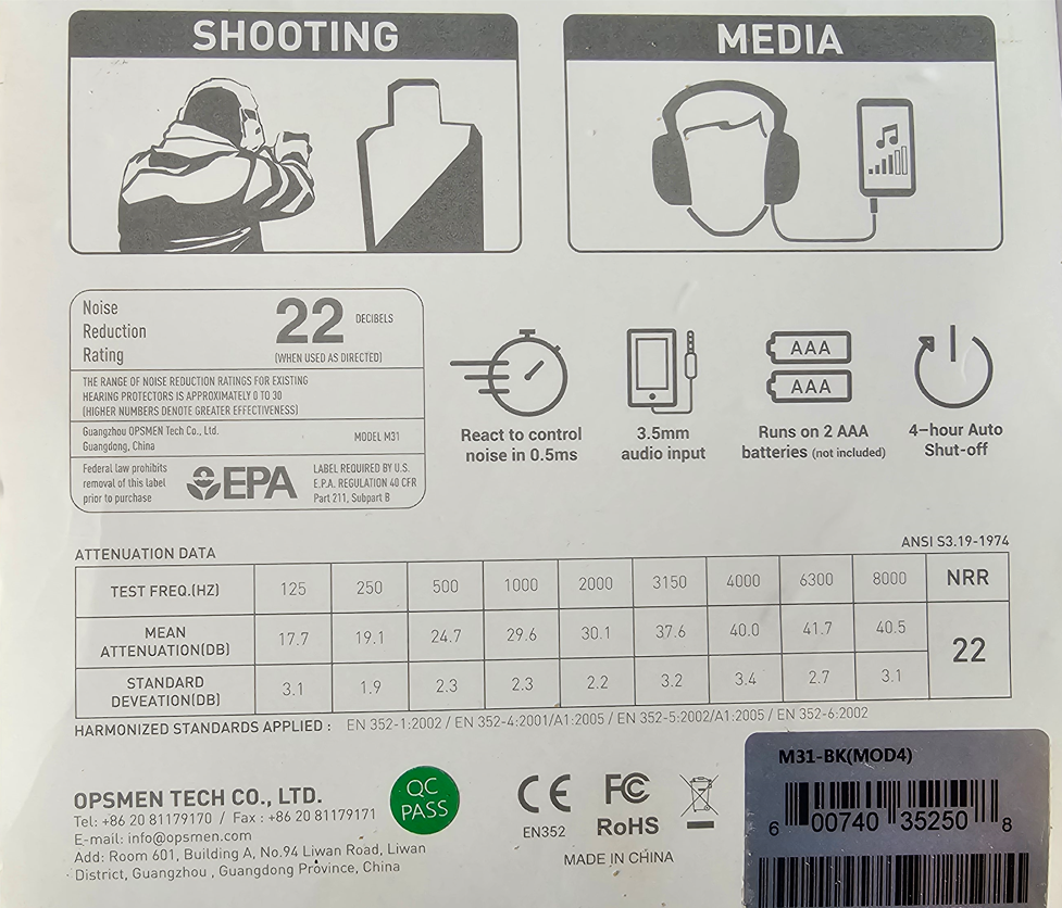 EARMOR - Protection auditive M31