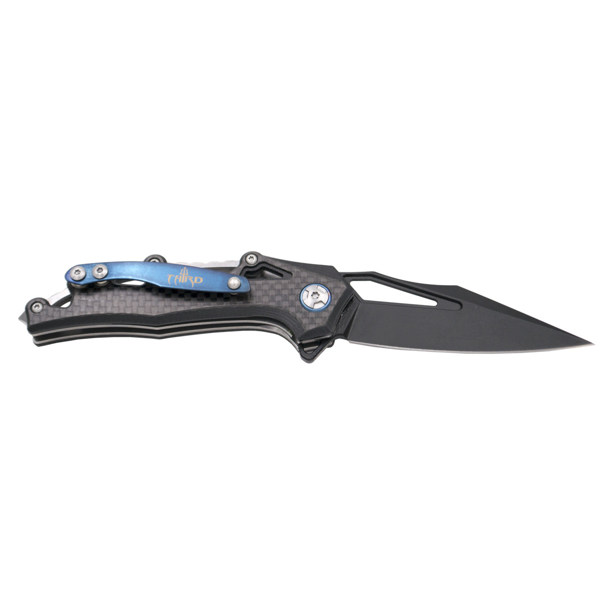 Couteau assisté Third K4110, Thunder Series, couteau avec manche en fibre de carbone et G10 en noir