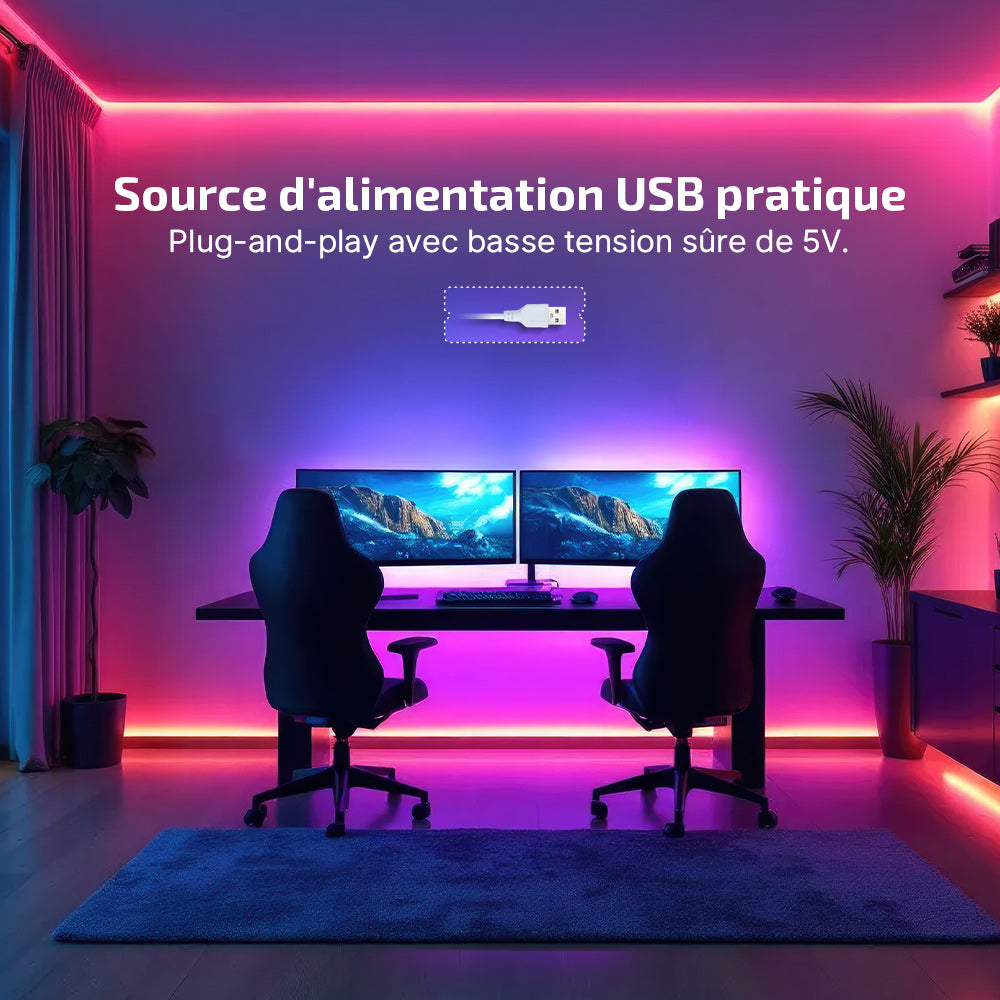 Ostrip | Ruban LED USB 5m multicolore contrôlé par APP