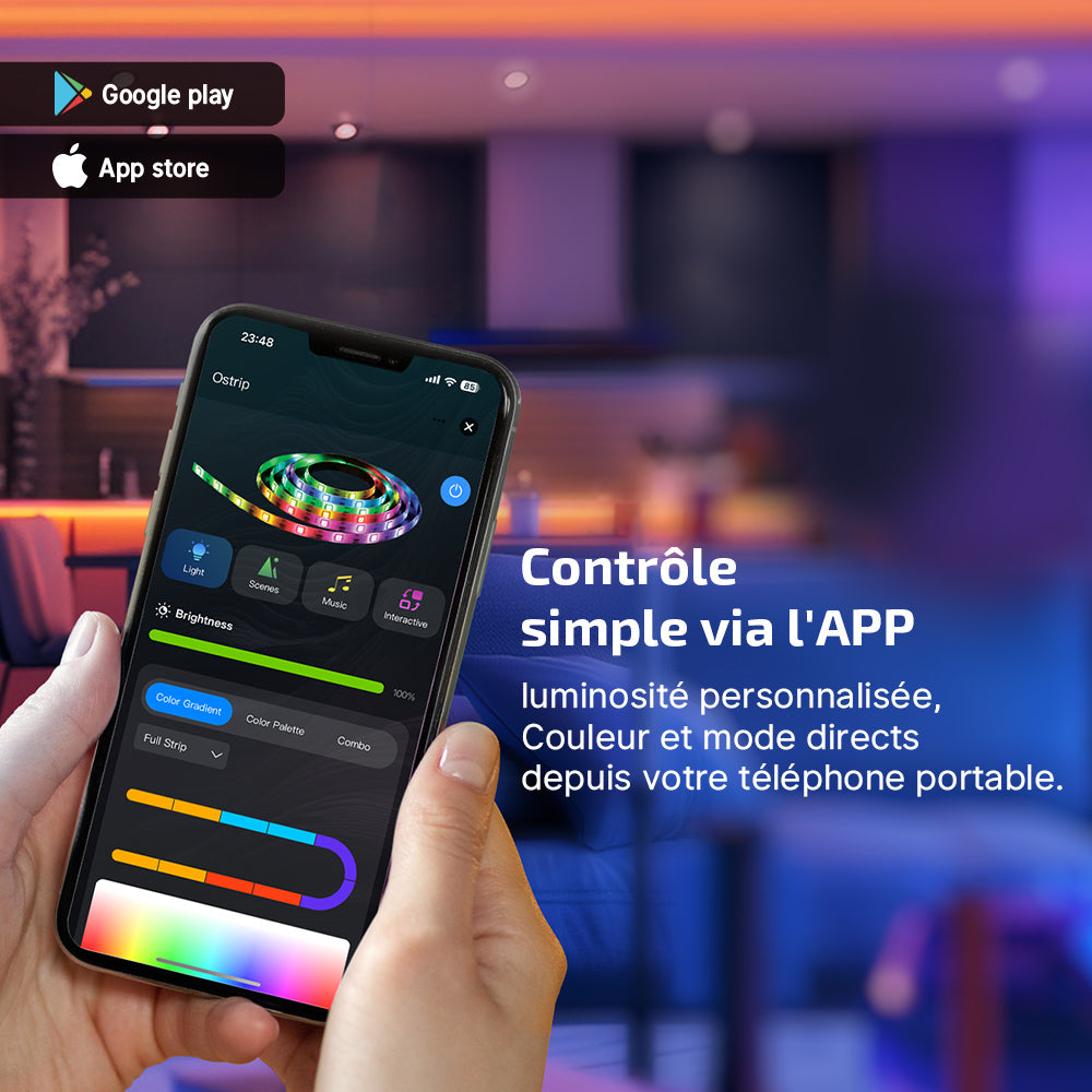 Ostrip | Ruban LED USB 5m multicolore contrôlé par APP