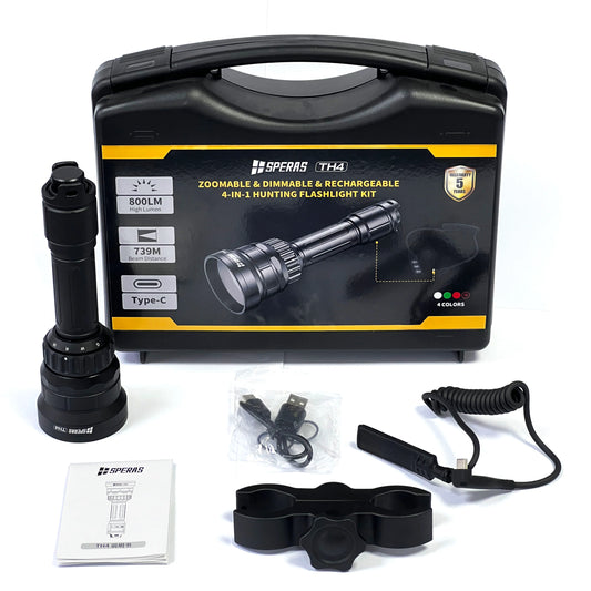 🔦 SPERAS TH4 – Lampe de Chasse 4-en-1 Haute Performance