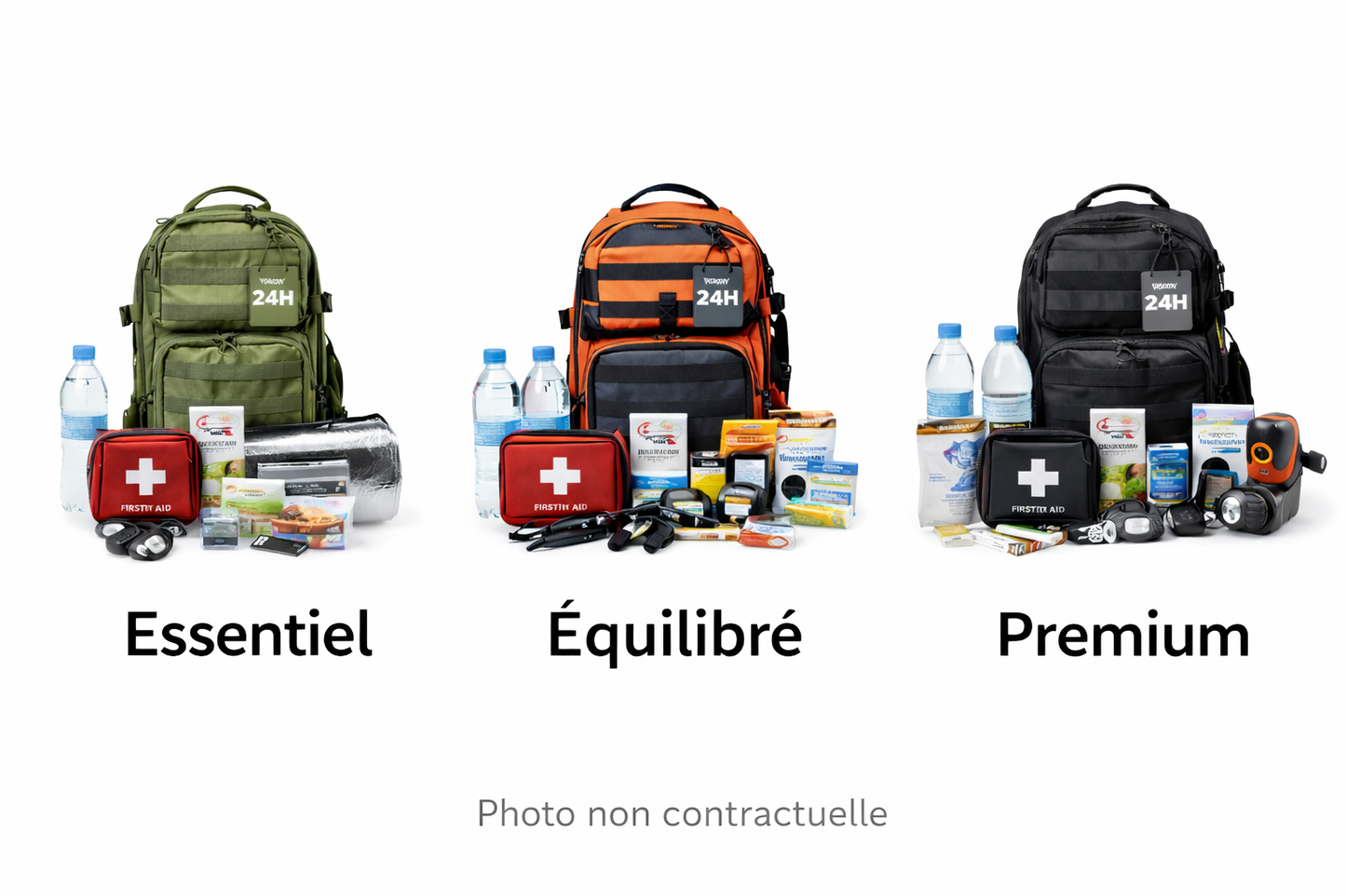 Kit d’évacuation 24h  prêt à l’emploi (3 niveaux d’autonomie)