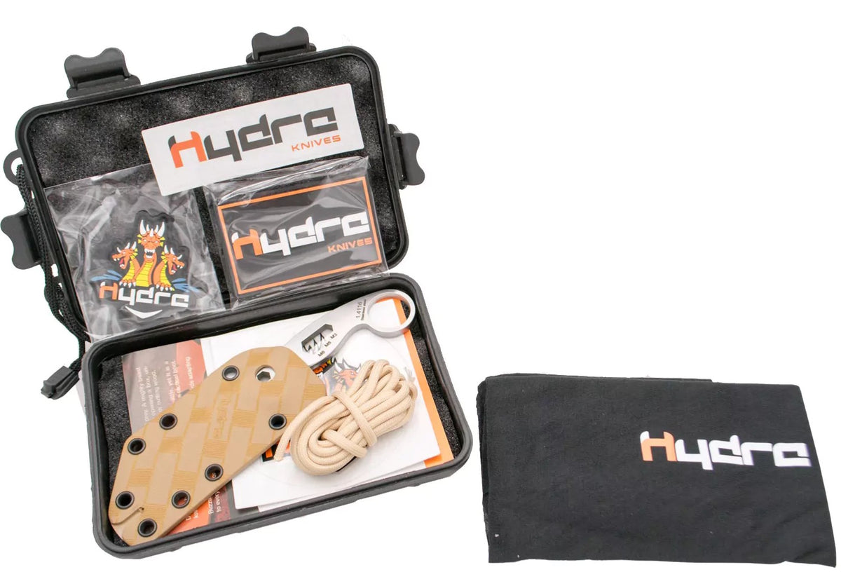 Hydra Buzzard White Hawk HK-01-SBR – Couteau EDC à lame fixe en acier inoxydable