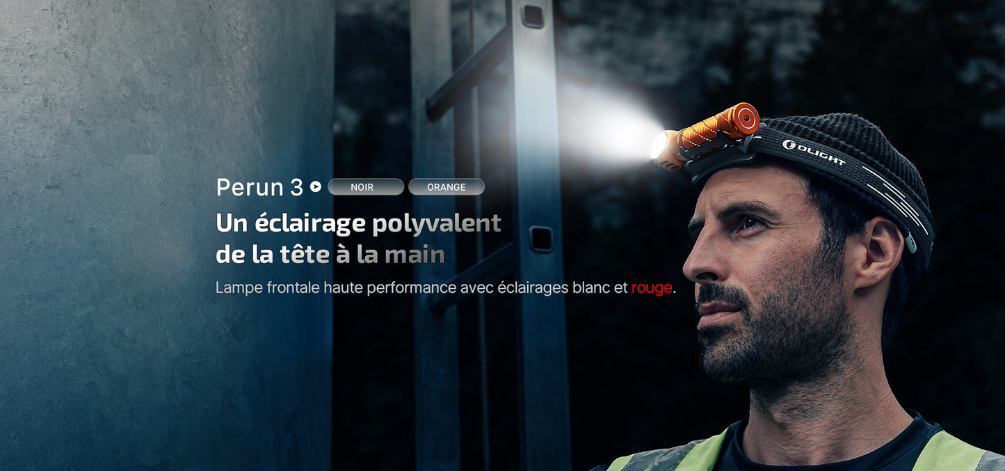 Olight Perun 3 | Lampe frontale orientable rechargeable 3000lm