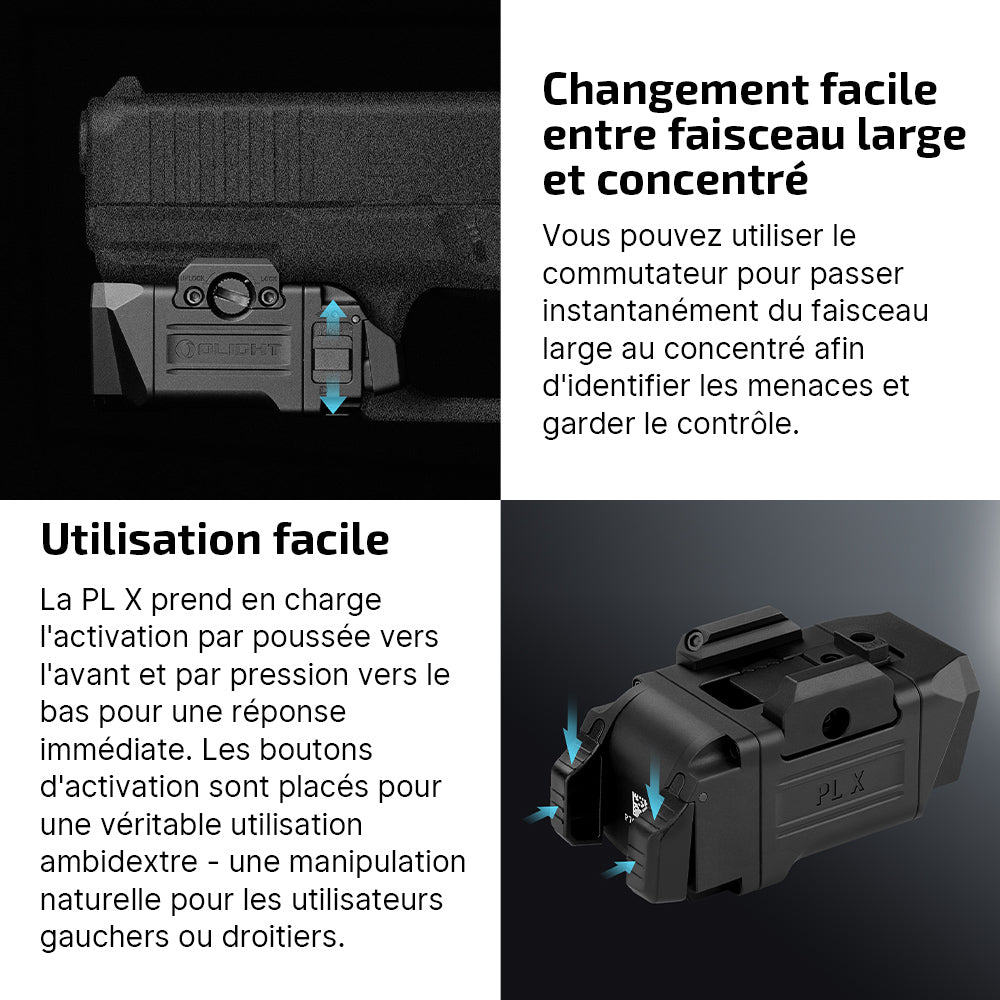 Olight PL X | Lampe Tactique Rechargeable USB-C 1200 Lumens à Double Faisceau