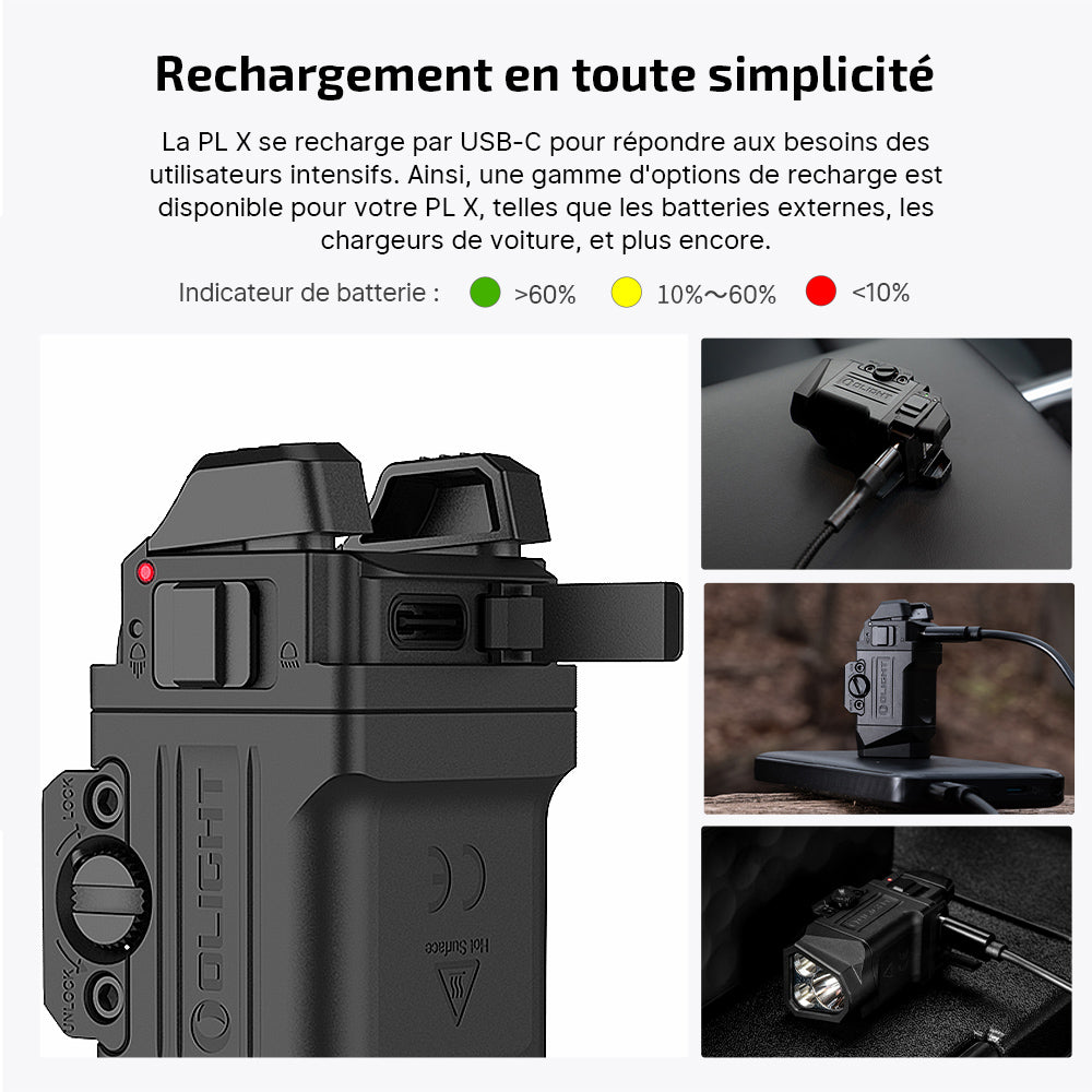 Olight PL X | Lampe Tactique Rechargeable USB-C 1200 Lumens à Double Faisceau
